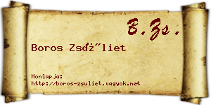 Boros Zsüliet névjegykártya